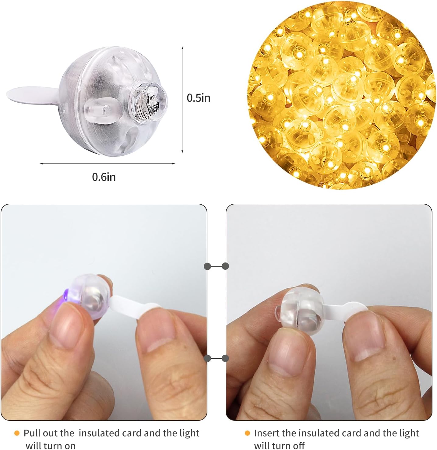 Aogist 100Pcs Warm White Balloon Lights with Hook,Long Standby Time,Waterproof Mini Light for Birthday Party Wedding Christmas Halloween Easter Decorative (Steady)