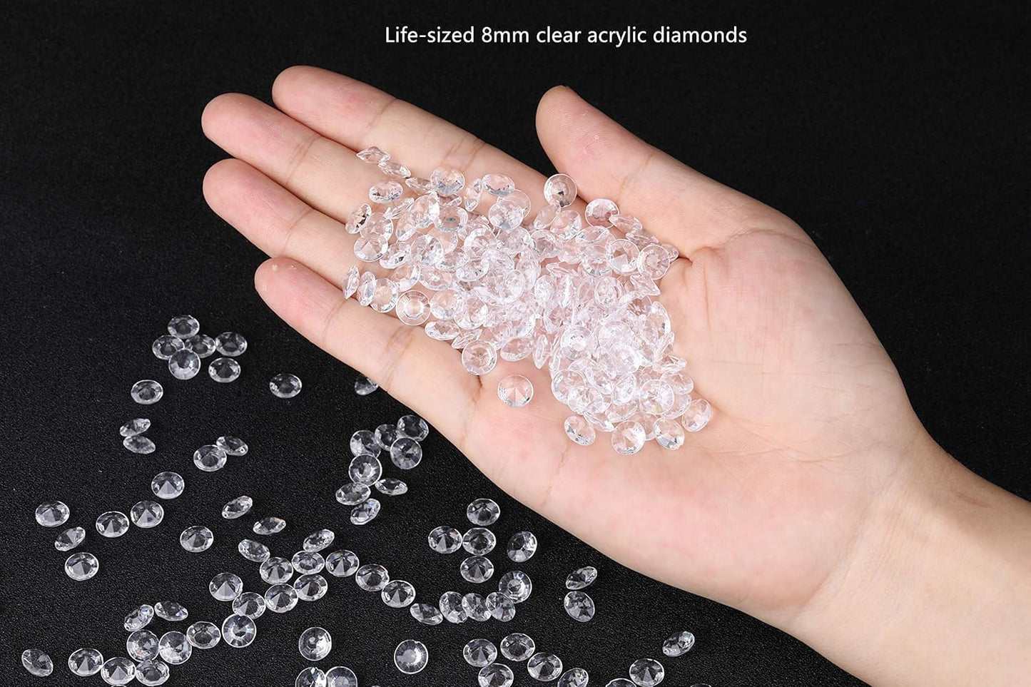 2000 pcs/Pack Wedding Table Scatter Confetti Crystals Acrylic Diamonds 8 mm Rhinestones for Wedding, Bridal Shower, Vase Beads Decorations (8mm, Coffee)