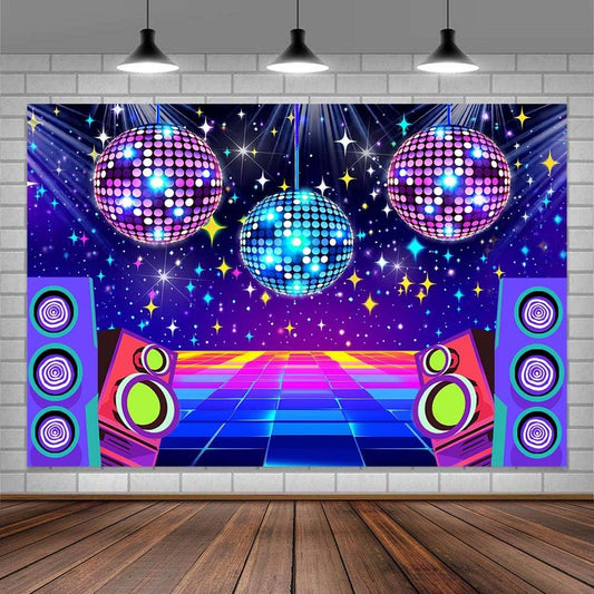 Dance Party Backdrop Retro 70s 80s 90s Theme Glitter Stage Dance Ball Background Disco Party Decoration DJ Photography Backdrop Banner for Birthday Party Prom Portrait Photo Shoot 20X10Ft,Multi2
