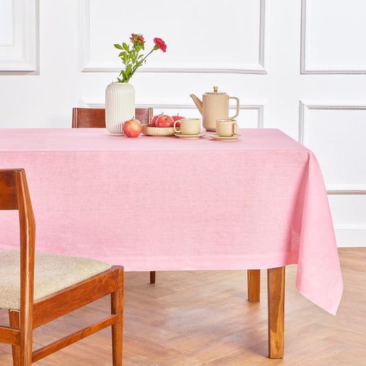 Solino Home Linen Tablecloth for Rectangle Tables 60 x 144 Inch - 100% Pure Linen Pink Lemonade Table Cloth - Fete, Machine Washable Cloth Tablecloth for Halloween