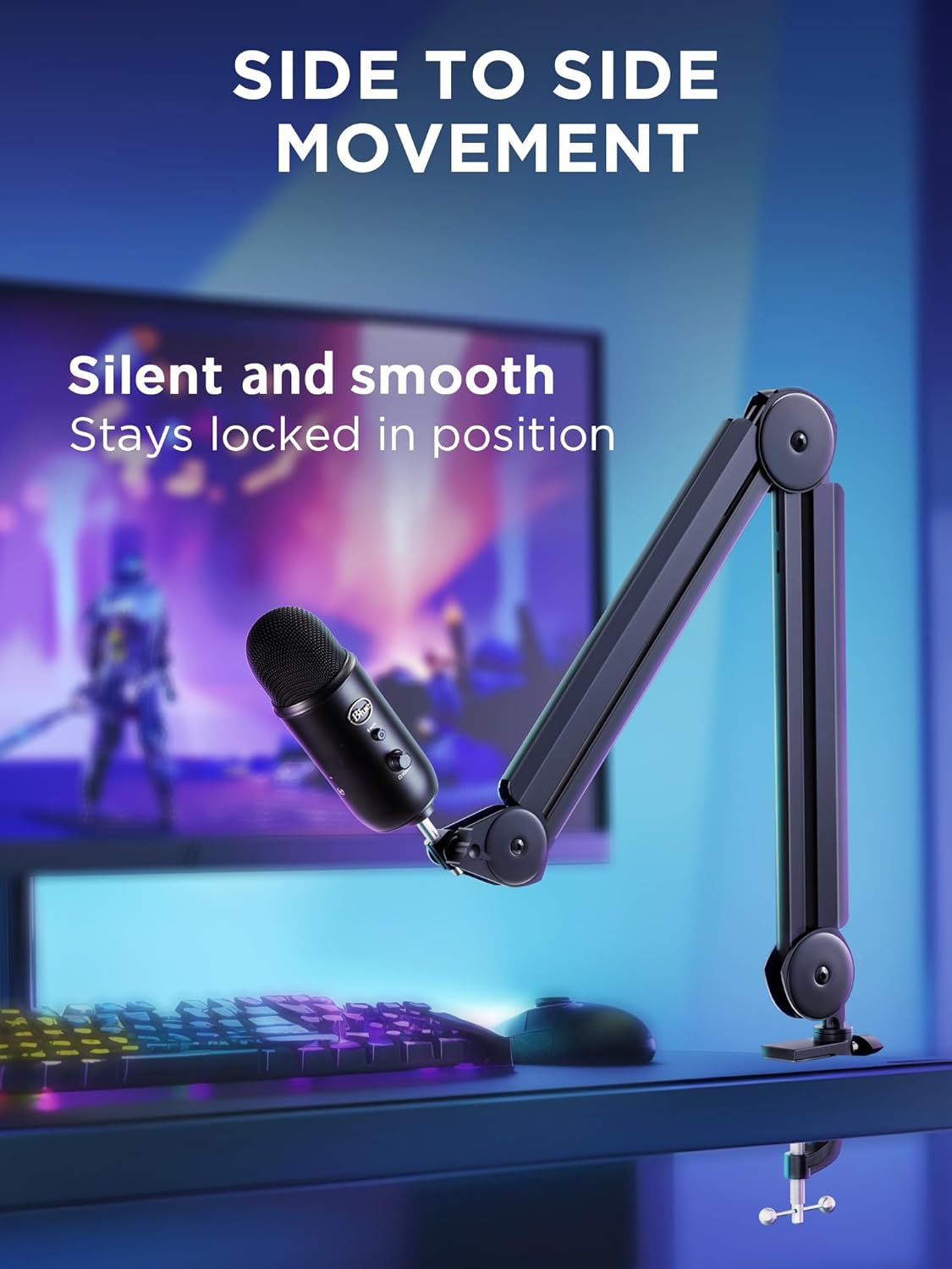 InnoGear Mic Boom Arm Microphone Stand Cable Management for Blue Yeti FIFINE AM8 K669B HyperX QuadCast S SoloCast AT2020 Shure SM7B MV7 and Other Microphone