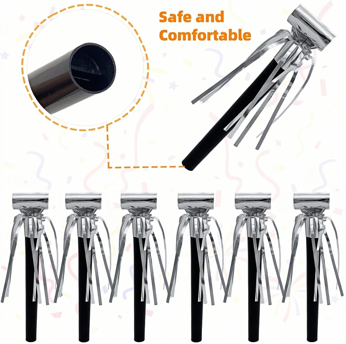 24 Pieces Party Squawkers Christmas Party Blowers Noise Makers for New Year Party Favor Supplies, Silver
