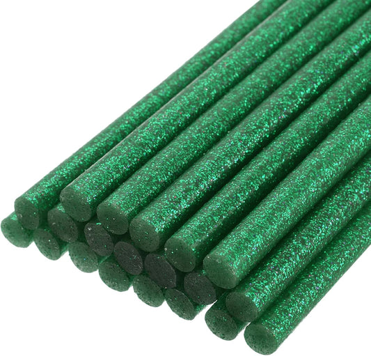 uxcell 20pcs Hot Glue Sticks for Glue Gun 7mm/0.27-inch x 8-inch Mini Hot Melt Adhesive Glue Stick Glitter Green