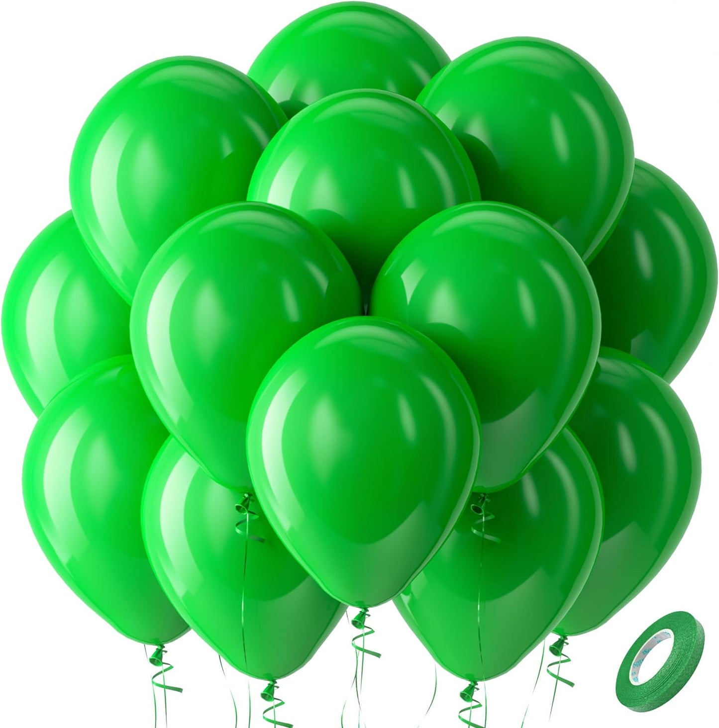 Bezente Green Balloons Latex Party Balloons - 100 Pack 12 inch Round Helium Light Green Balloons for Green Jungle Themed Birthday Bridal Shower Christmas Party Decorations
