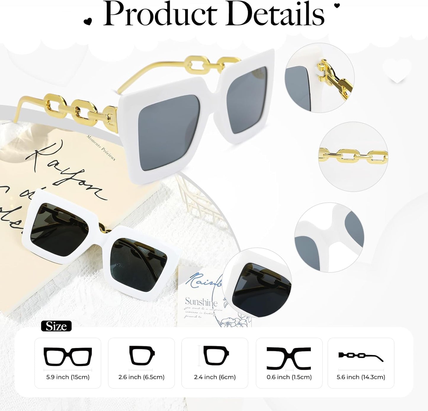 YOGFIT Heart Sunglasses for Women Fashion Classic Love Eye Protection Sunglasses Vintage Cute Heart Sunglasses