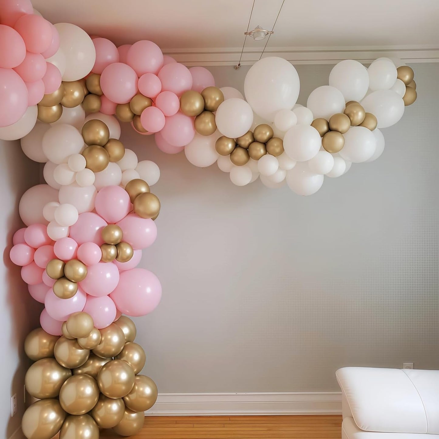 Pink Gold Balloons Set, 60Pcs 12 Inch Pastal Baby Pink Metallic Gold White Balloon with Gold Confetti Latex Balloons for Girls Women Birthday Wedding Baby Bridal Shower Party Decorations Supplies