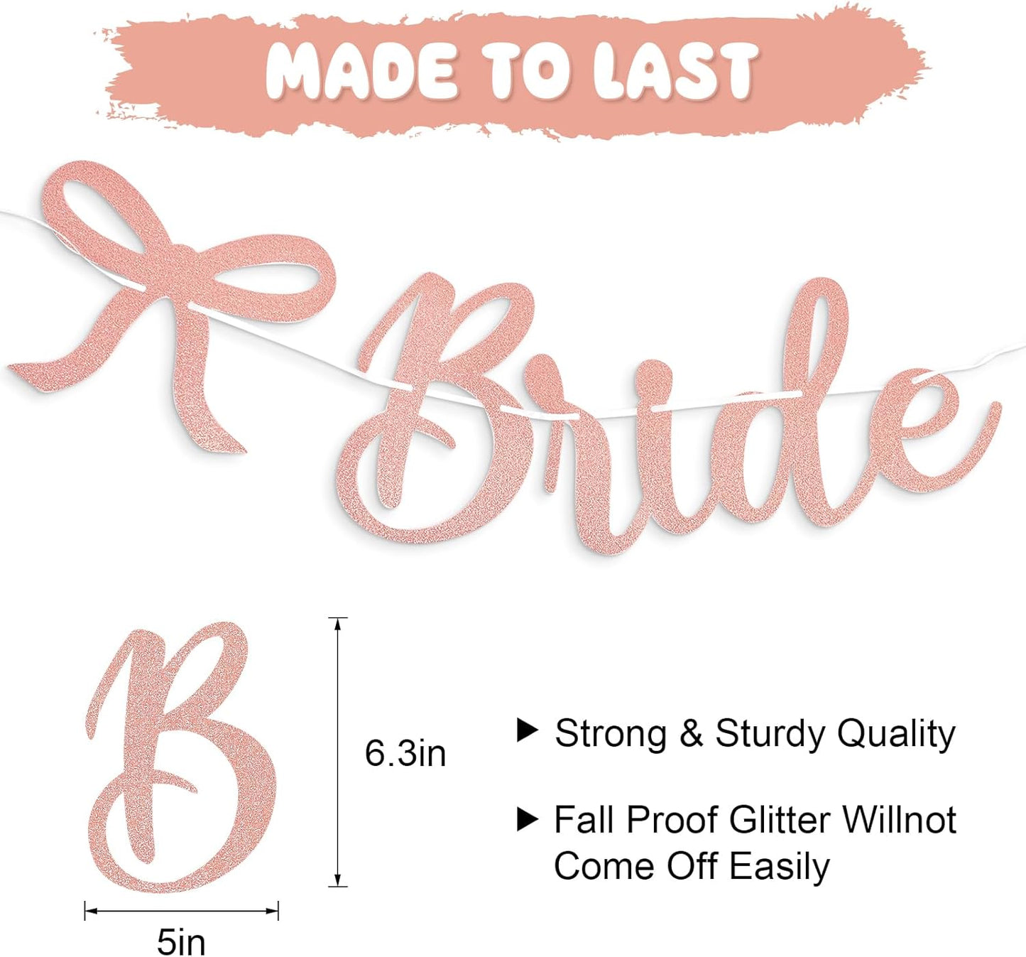 Bride to Be Banner, Rose Gold Bride to Be with Bow Glitter Bachelorette Bridal Party Banner BRIDE TO BE Sign for Rose Gold Bachelorette Bridal Shower Wedding Engagement Hen Party Decorations