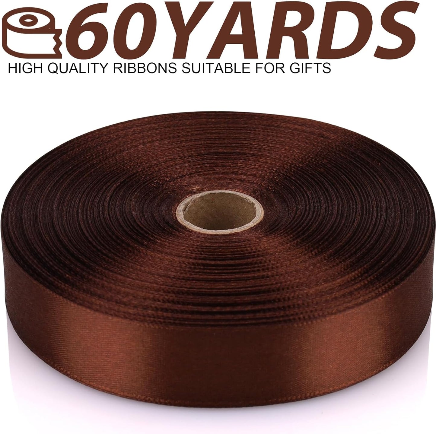 Brown Satin Polyester Ribbon - 7/8 Inch, 60 Yards - Classic, Multiple Occasions