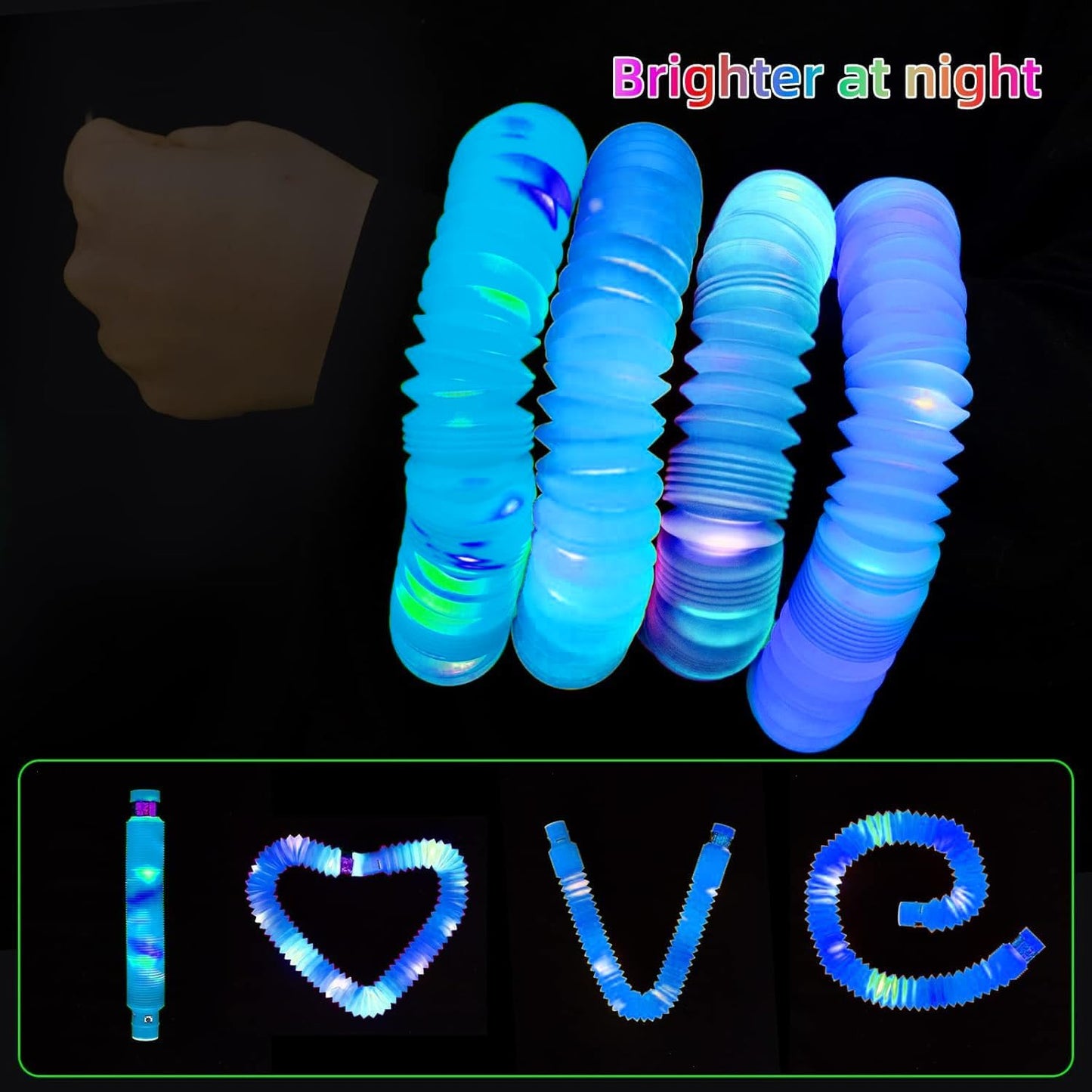 Blue 24 Pack Light Up Party Favors Supplies,Bulk Glow Sticks Bracelet,Necklace Accessories for Kids,Birthday Return Gifts Treats,Easter Basket Goodie Bag Stuffer Fillers for Boys Girls