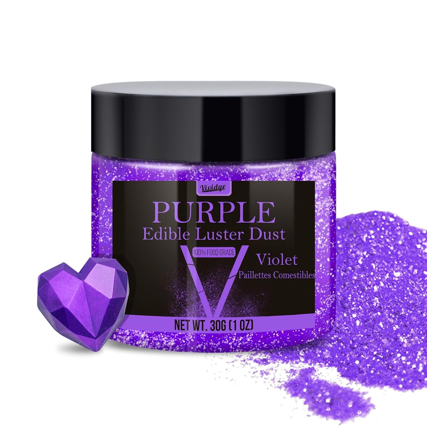 Edible Glitter - 30g / 1oz Luster Dust Edible Glimmer Powder for Sparkling Drinks, Foods, Wine, Cake - Food Grade Shimmer Dust Powder for Baking, Beverage, Cookies Decoration