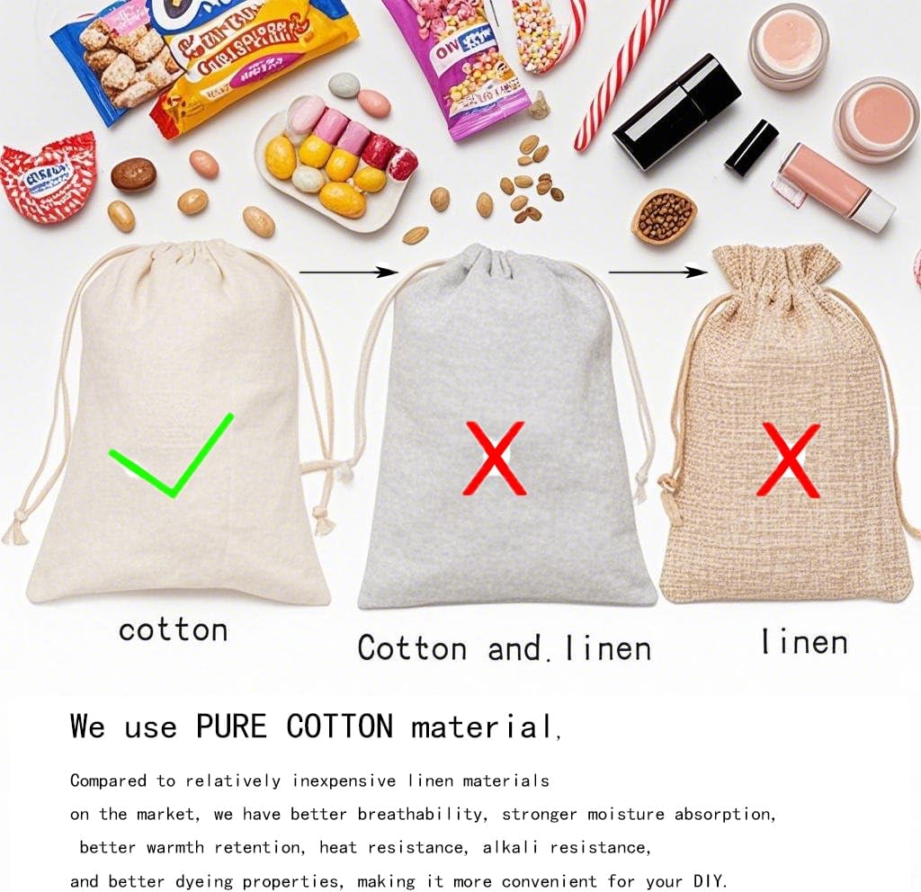 gobyhumm 20 Pieces Pure Cotton Drawstring Bags Muslin Bags Sachet Bag for Home Supplies （4.0 * 4.7"）