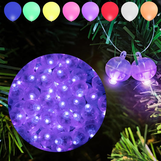 Aogist 50Pcs Balloon Lights with Hook,Long Standby Time,Waterproof Mini Light for Birthday Party Wedding Christmas Halloween Easter Decorative (Steady, Purple)