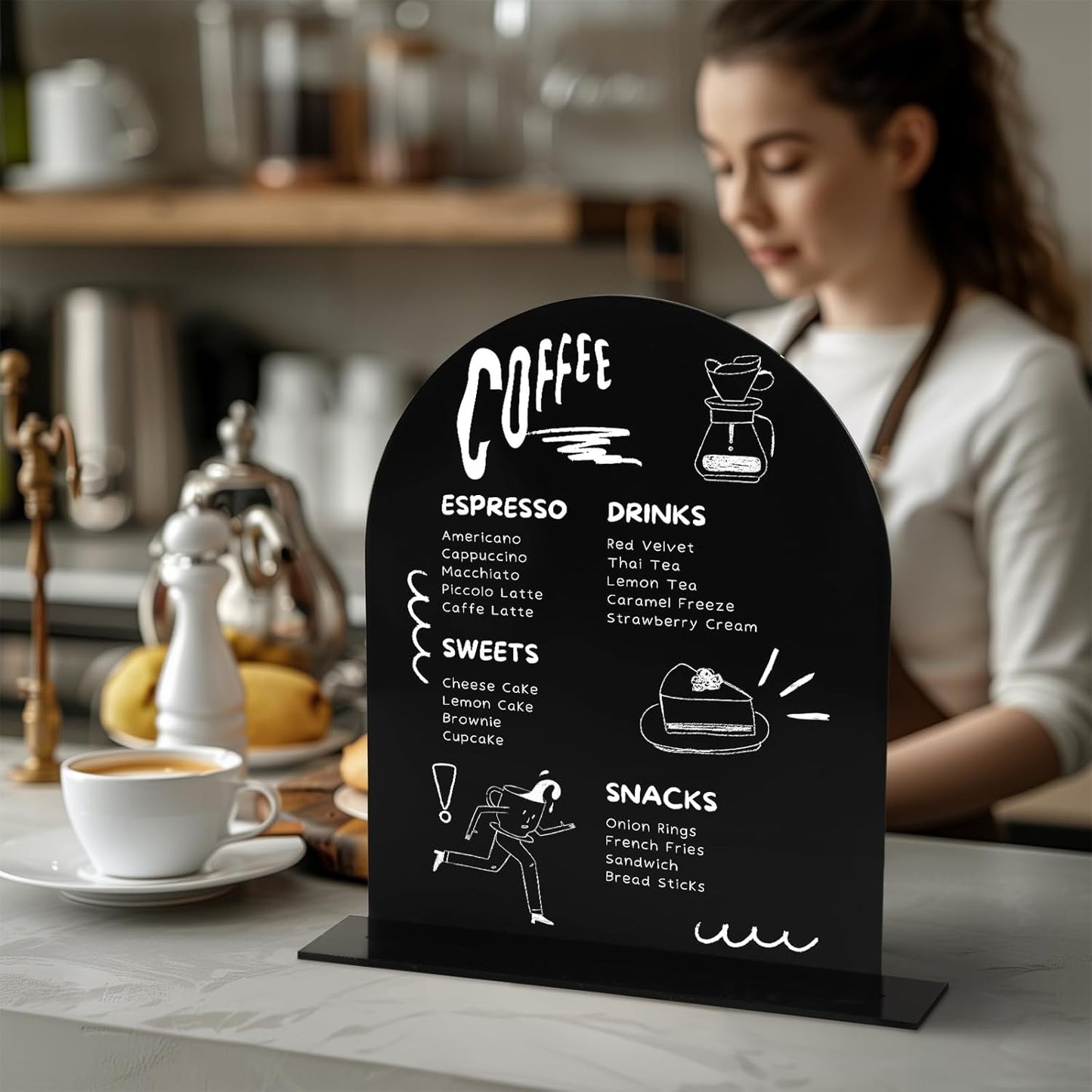 UNIQOOO 10 Set Black Acrylic Arch Table Sign With Holders, 8x10 in Wedding Table Numbers, 1/8 in Thick, DIY Blank Arched Acrylic Sign for Wedding reception, Centerpiece, Decoration, Event