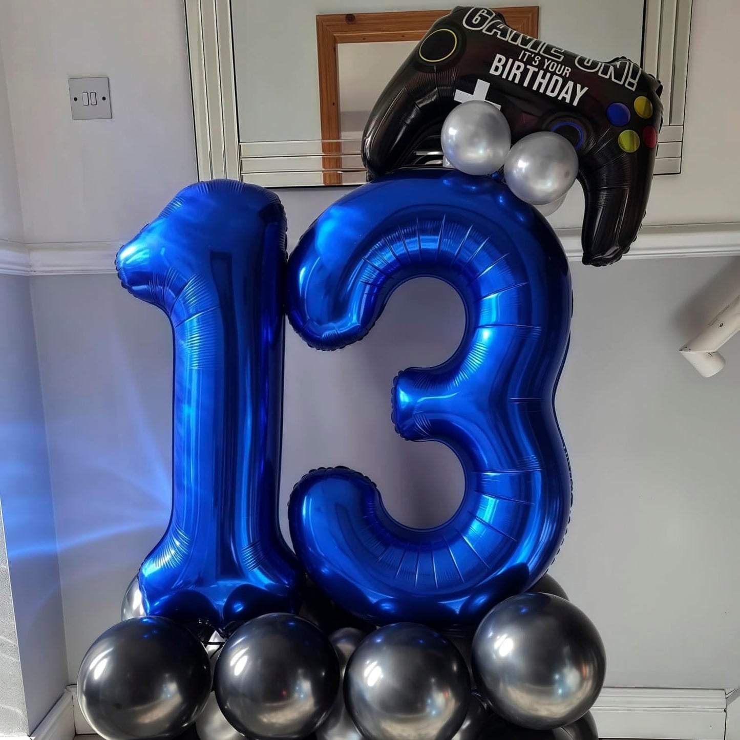 Navy Blue 2 Balloon Number,40 Inch Number 2 Balloon Big Dark Blue 2 Foil Mylar Helium Balloon for Birthday Party Decorations