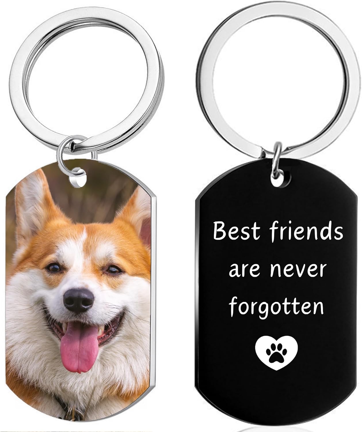 Personalized Pet Memorial Photo Keychain,Custom DogCat Remembrance Keychains with Picture Text,Loss of Pet Sympathy Key Chain