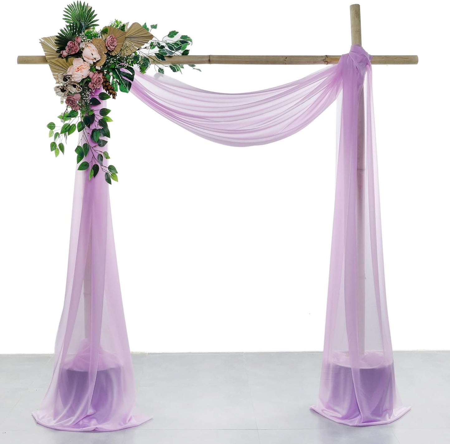 VDS Pack of 3 Panel (30 Inch X 20 Feet) Wedding Arch Draping Fabric Sheer Chiffon Fabric Drapery for Wedding Ceremony Reception Swag Backdrop Canopy Chuppah ARBO Altars Decoration (Orchid)