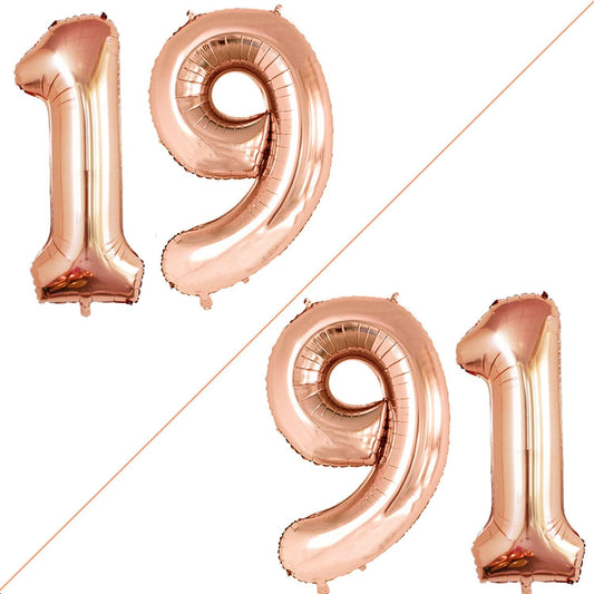 GOER Number 19 Balloons for 19th Birthday Sweet 19 Party Decorations,42 Inch Jumbo Foil Helium 91 Balloons for 91st Birthday Party Decoration (Champagne Gold)