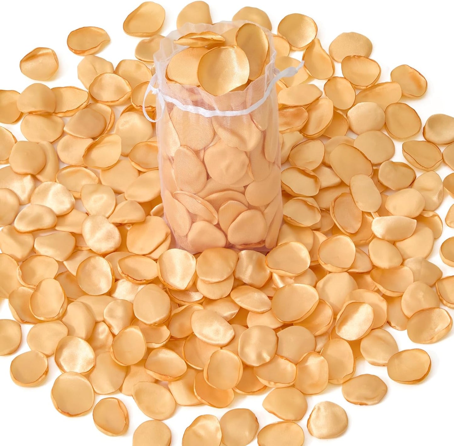 Alecono 𝟰𝟬𝟬𝙋𝙘𝙨 Silk Rose Petals, Fake Champagne Golden Petals for Wedding Proposal Flower Girl Basket, Flower Petals to Throw at Wedding Birthday Party Decoration
