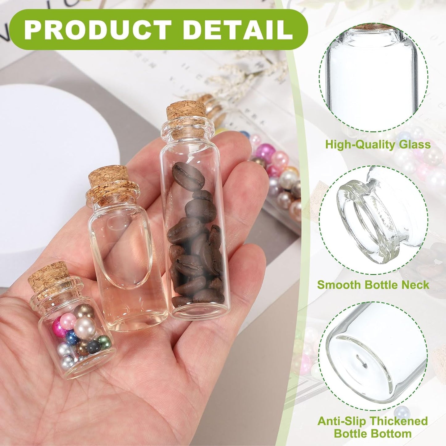 uxcell 10Pcs Mini Glass Bottles with Cork Stoppers, 25ml Small Clear Bottles Glass Empty Jars Vials for DIY Crafts Party Wedding Decor Favors