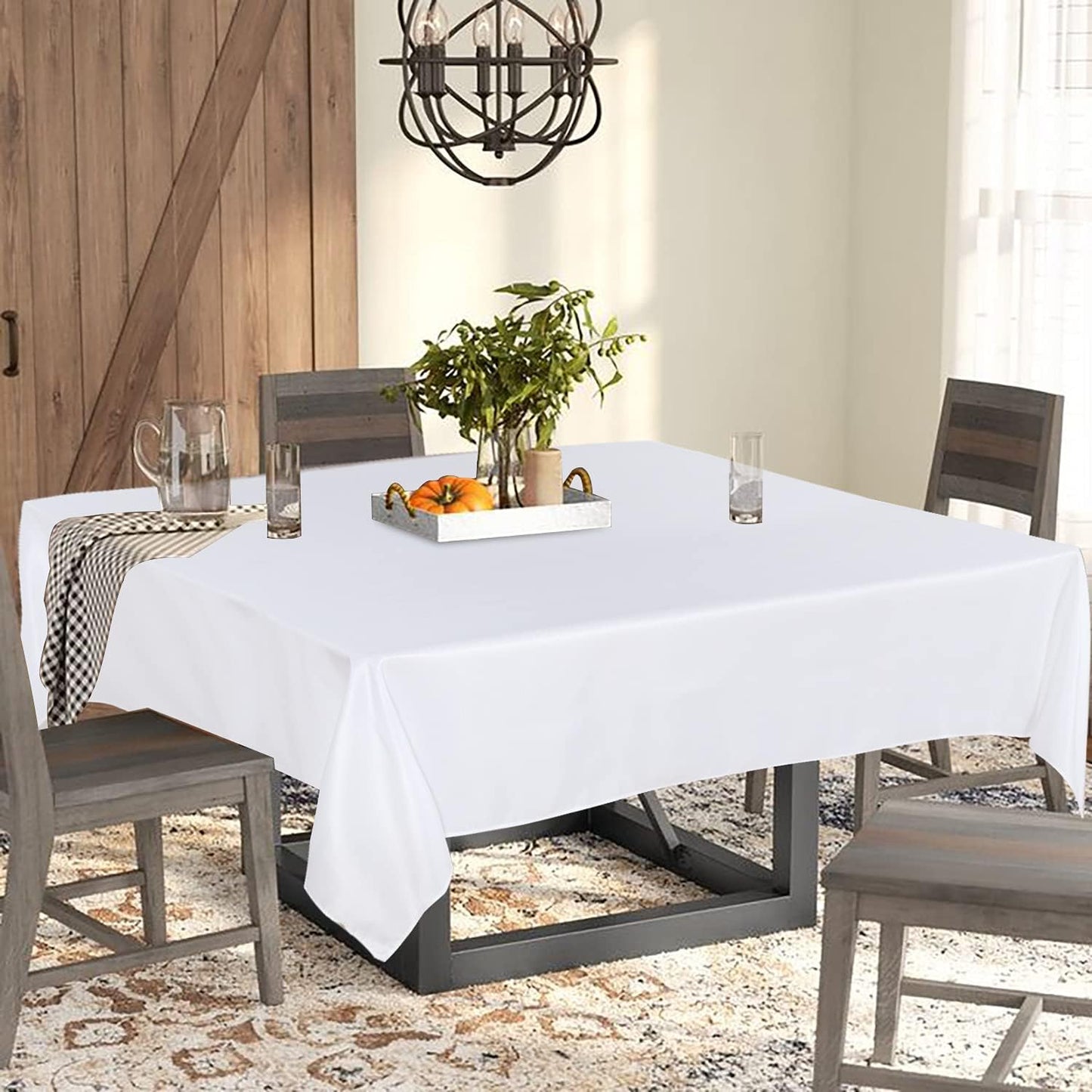 Fitable Square Tablecloth 60x60 inch Tablecloth Stain and Wrinkle Resistant Washable Polyester Table Cloth for Buffet Parties and Camping, White