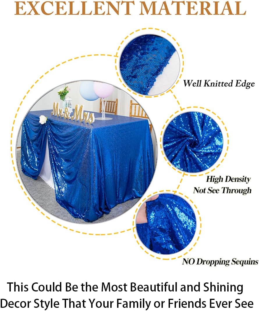 ShinyBeauty Square Tablecloth 72x72-Inch Sequin Tablecloth Overlay Royal Blue Table Cover Sequined Table Cloths for Wedding Blue Shimmer Tablecloth Linen Square Overlay for Cocktail/Cake