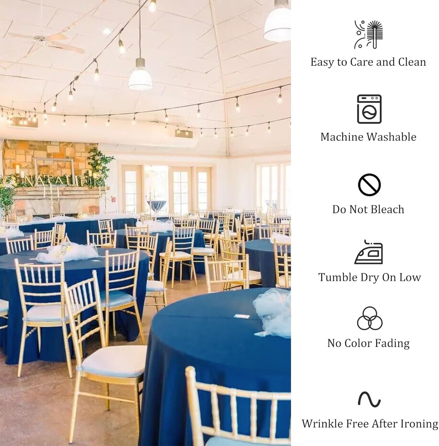 8 Pack Premium Round Tablecloth 108 Inch Round Table Covers Bulk Washable Polyester Fabric Round Table Clothes for Wedding Party Reception Banquet Buffet Restaurant (Royal Blue, 108 Inch)