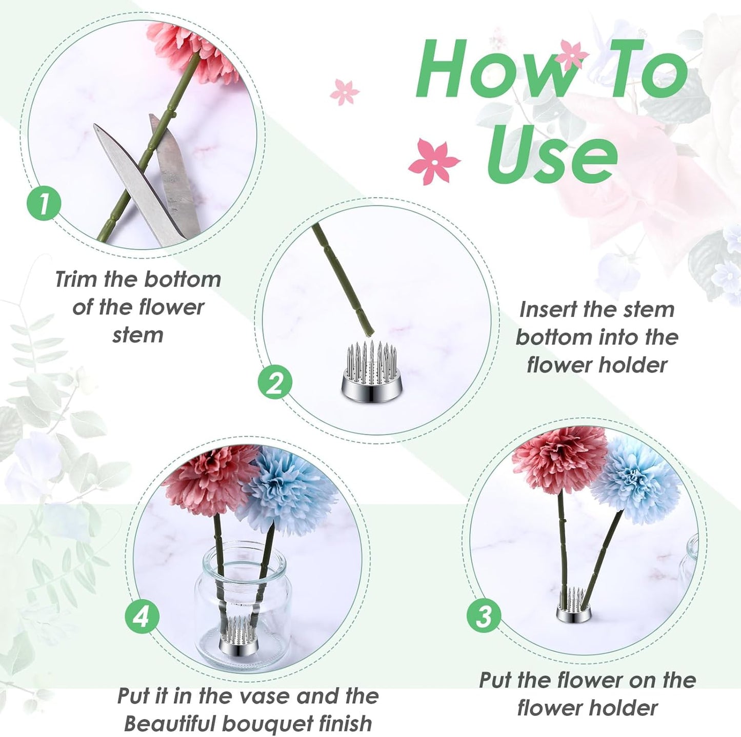 Kritkin 24 Pieces Flower Frogs Holder Mini Floral Round Flower Japanese Arranger Fixed Pin Holder for Arrangements Floral Plant Small Vase Ikebana Decoration Supplies Plant Fixation(0.9 Inch,Silver)