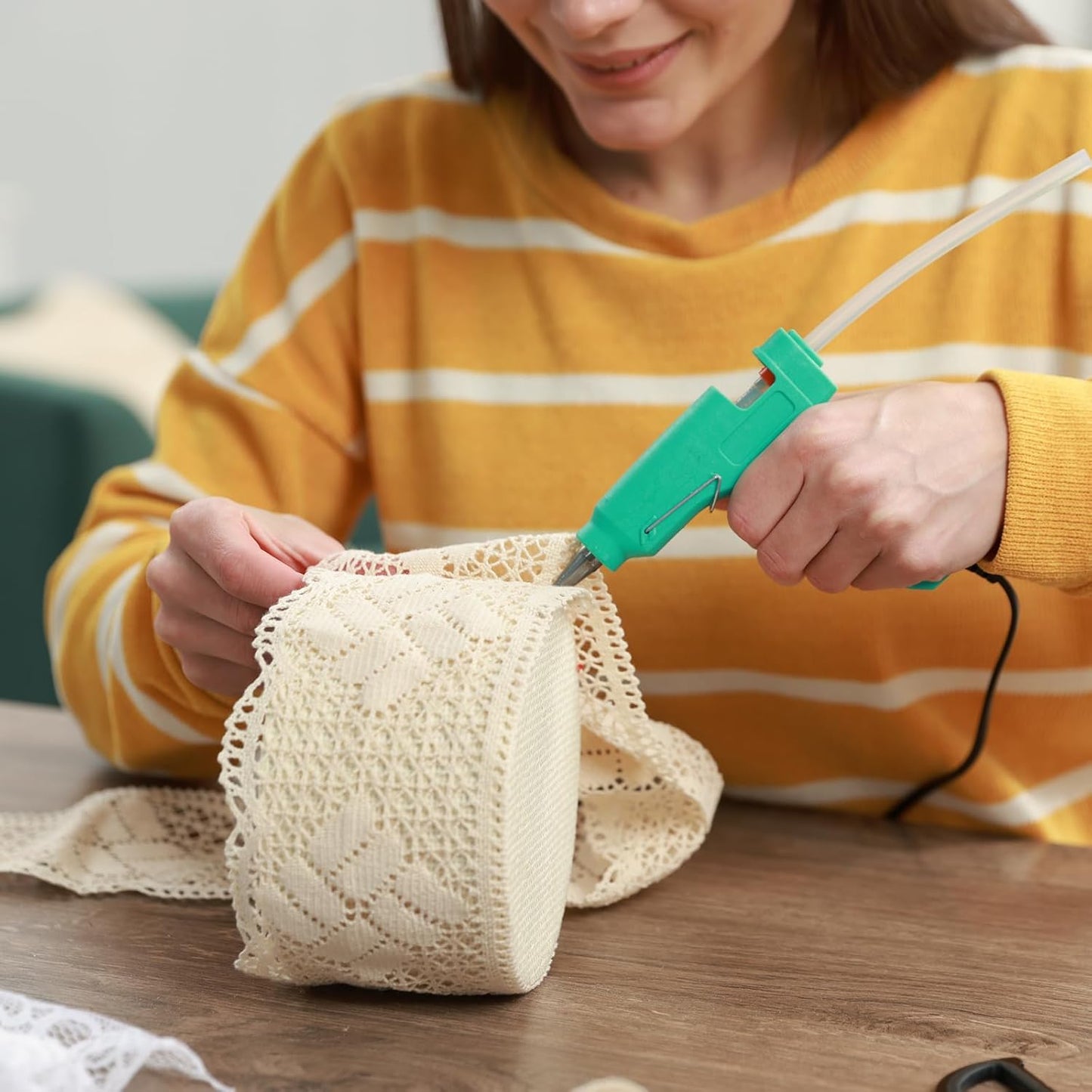 HARFINGTON 10pcs Hot Glue Sticks 0.43" Dia x 7.87" Long EVA Mini Hot Melt Adhesive Glue Stick for Hot Melt Gun Wood Plastic Glass Flowers Fabrics Foam, Light Green