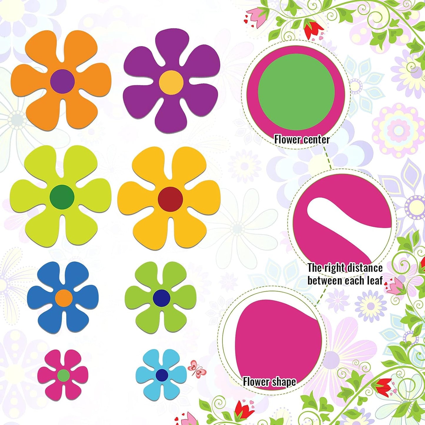 Car Flower Magnet Funny Magnetic Decals Decorations Cute Fridge Magnets 60s Flower Cutout Magnet for Car Home Door Whiteboard Refrigerator (24 Pieces,3.9 x 3.9 Inch, 2.2 x 2.2 Inch, 5.1 x 5.1 Inch)
