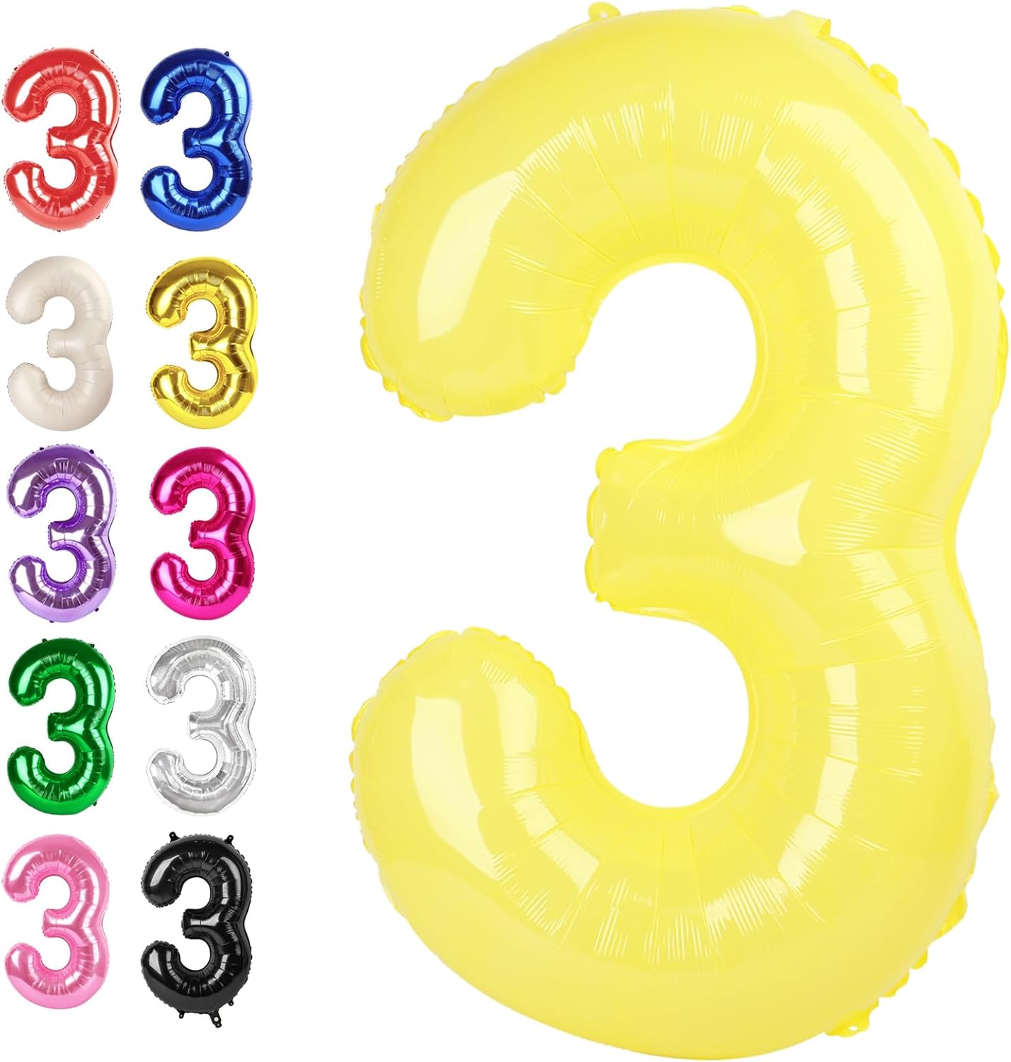 Number Balloon 3 Yellow Macaron