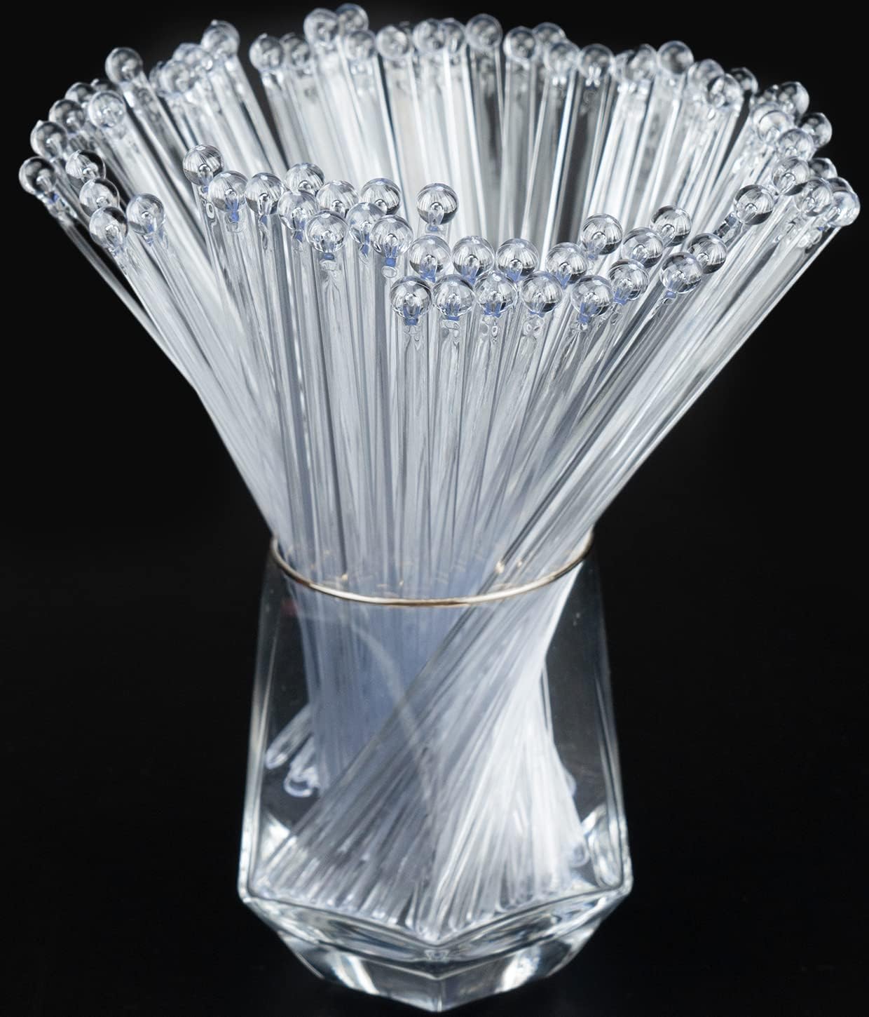 100-PCS Clear Plastic Swizzle Sticks, Crystal Cake Pops, Cocktail Coffee Drink Stirrers, Lolipop Stick, 7.24 Inch