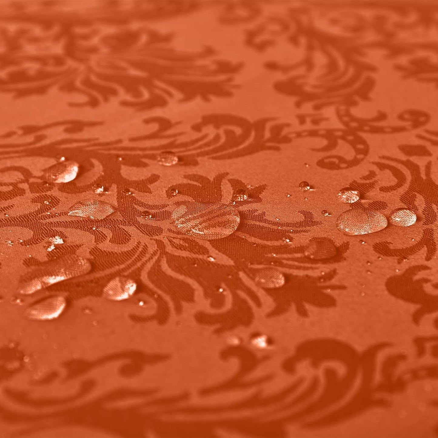 SASTYBALE Jacquard Rectangle Tablecloth, Rusty Spill-Proof Wrinkle Resistant Damask Table Cloth, Soft Polyester Oblong Table Cover for Kitchen Parties Thanksgiving - 60 x 102 Inch Rust
