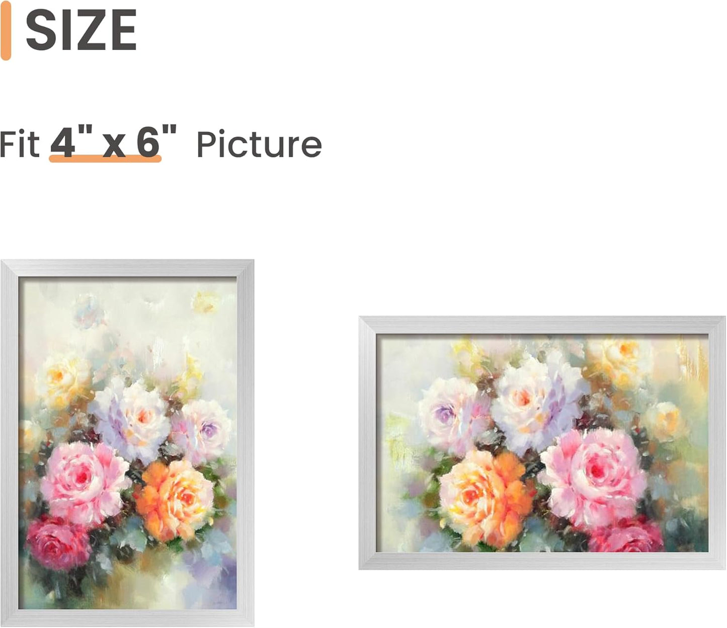 upsimples 4x6 Picture Frame Set of 3, Made of High Definition Glass for 4 x 6, Wall and Tabletop Display Thin Border Photo Frames for Home Decor, Silver