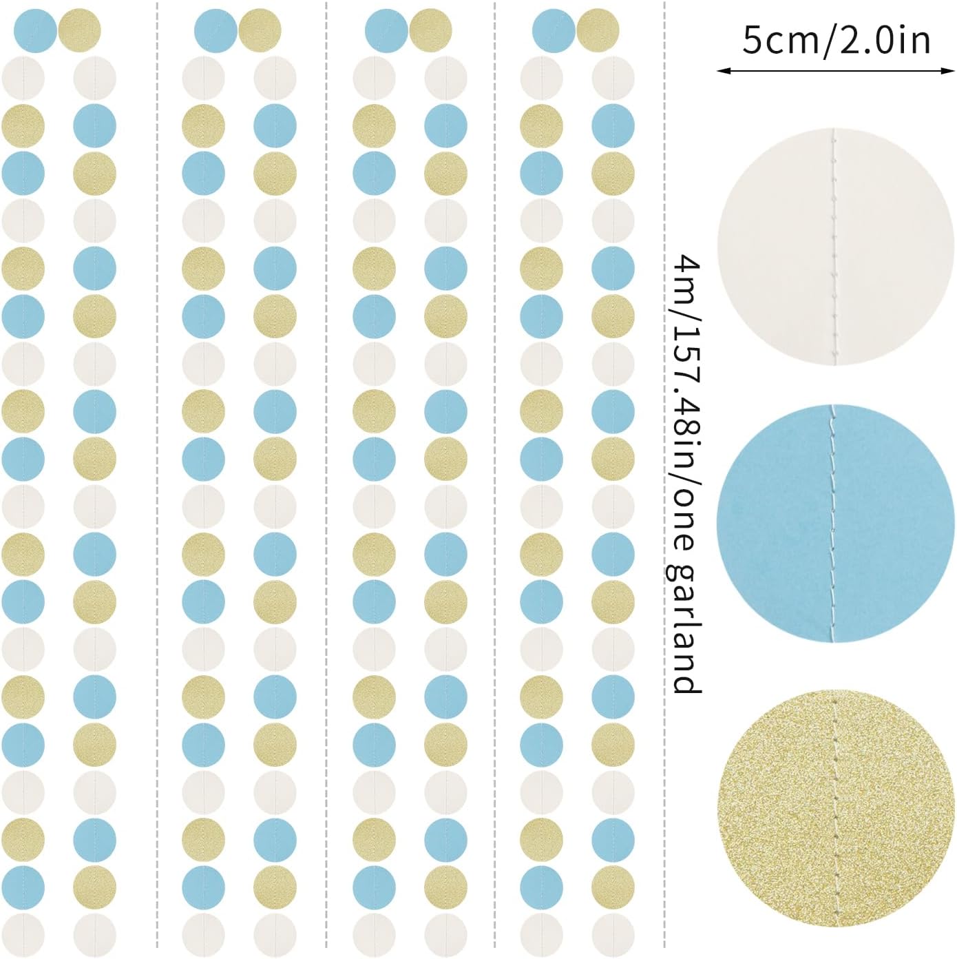 Light-Dusty Blue Beige-Gold Boho Party-Decorations - 64Ft Men Boy Birthday Paper Streamers Garland,Baby Bridal Shower Bachelorette Wedding Engagement Graduation Supplies Backdrop Decor Ouruola