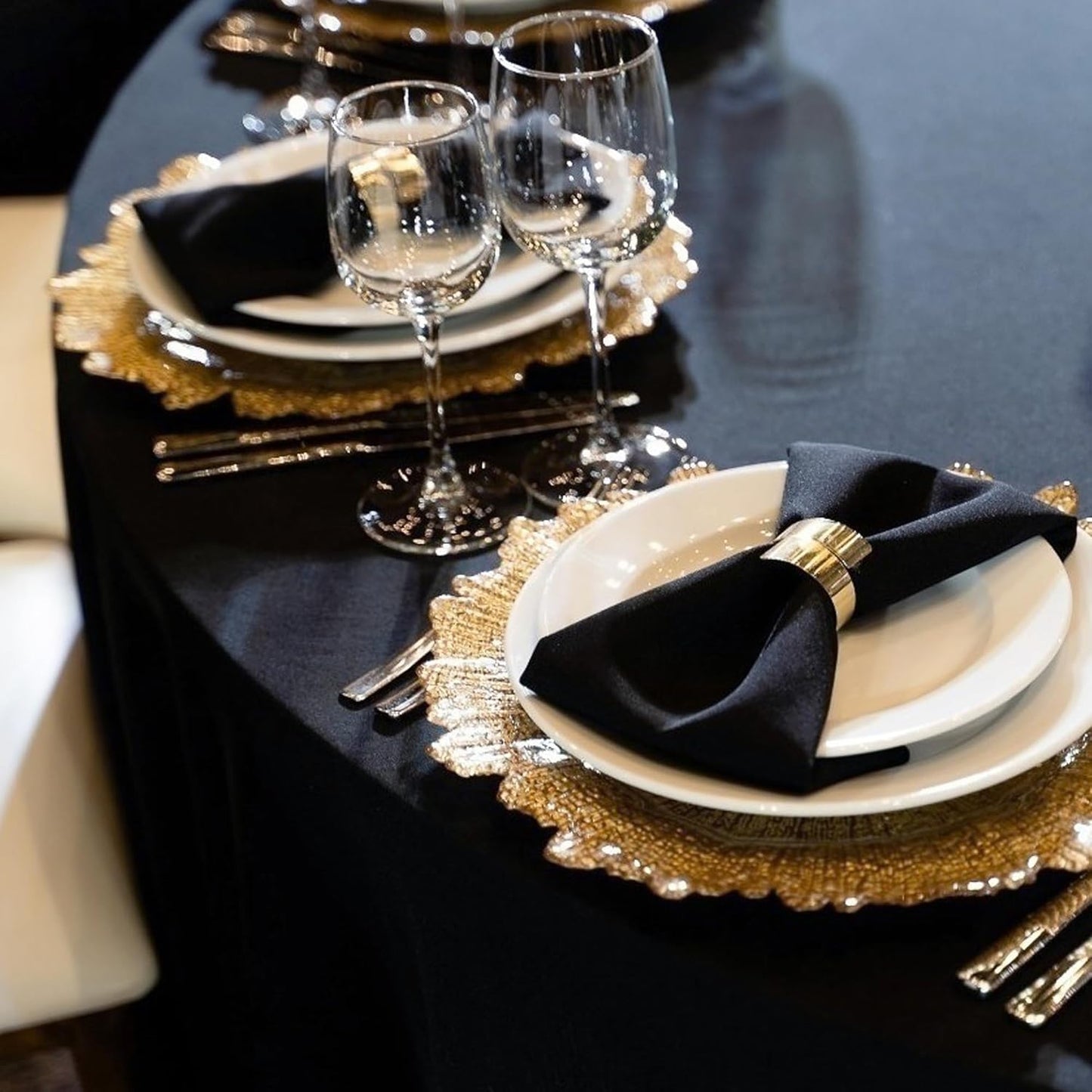 sancua 10 Pack Round Tablecloth Black 90 Inch - Stain and Wrinkle Resistant Table Cloth, Washable Polyester Table Cover for Dining Tables, Buffet Parties and Camping