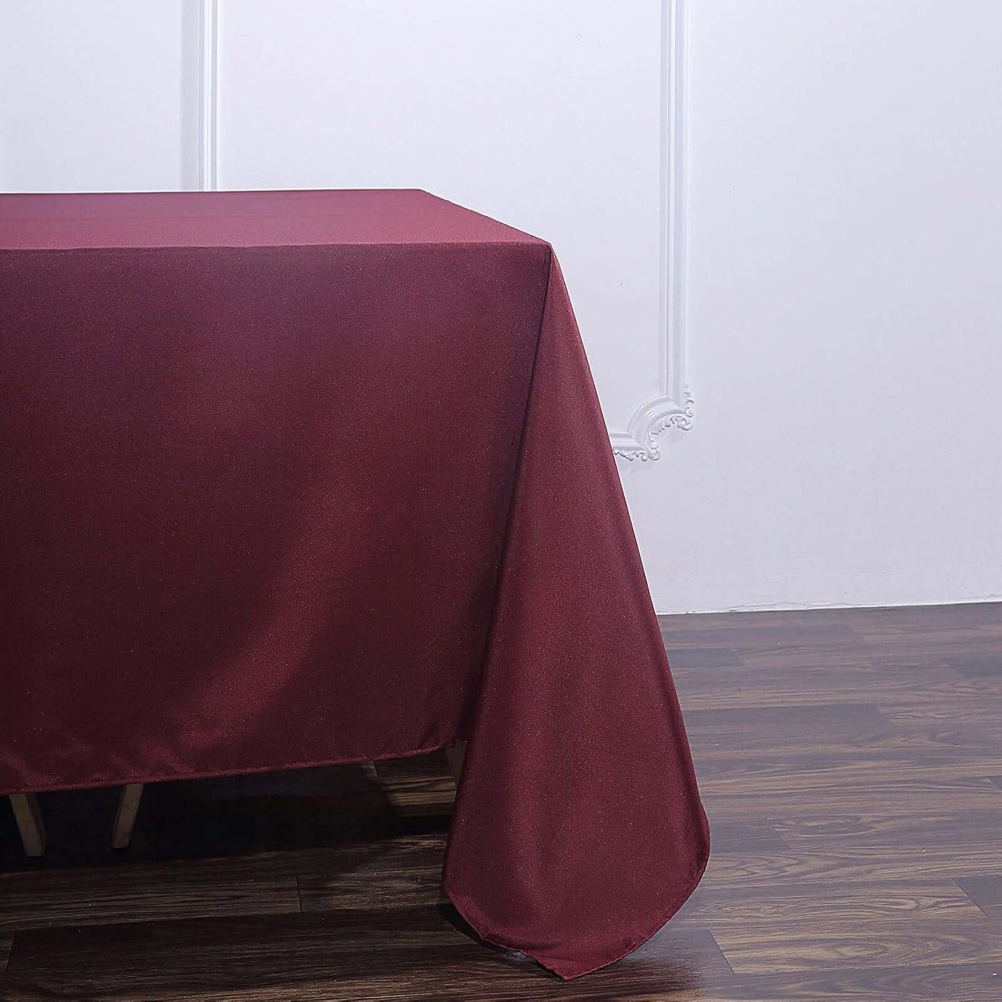 Efavormart 90" Square Polyester Table Overlay for Wedding Kitchen Dining Events - Burgundy