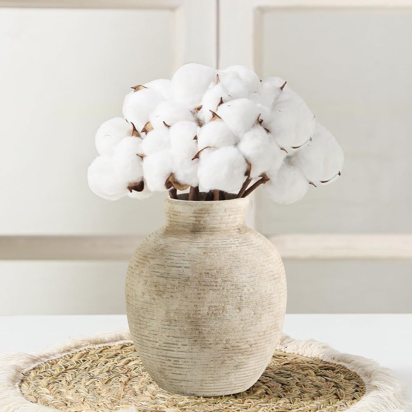 Ceramic Flower Vase Home Decor - Small Farmhouse Table Vases Rustic Vintage Living Room Kitchen Bedroom Decorations for House Book Shelf Office Coffee Desk Dining Fireplace (6" Retro)