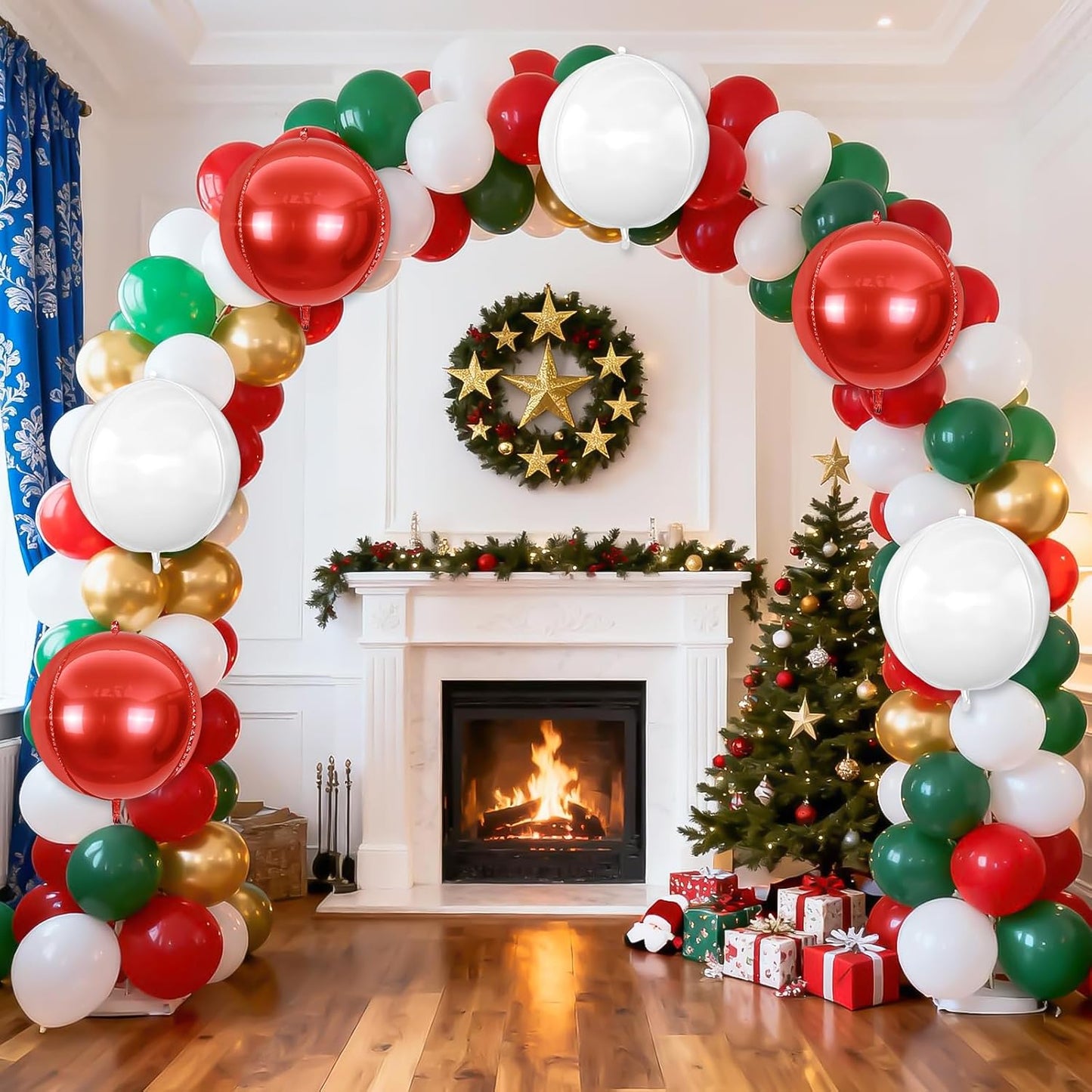 6Pcs Red White Round Foil Balloons,Giant 4D Round Ball Balloon,22 Inch Balloons for Mother's Day, Valentine's Day, Birthday, Wedding, Christmas Party Decorations