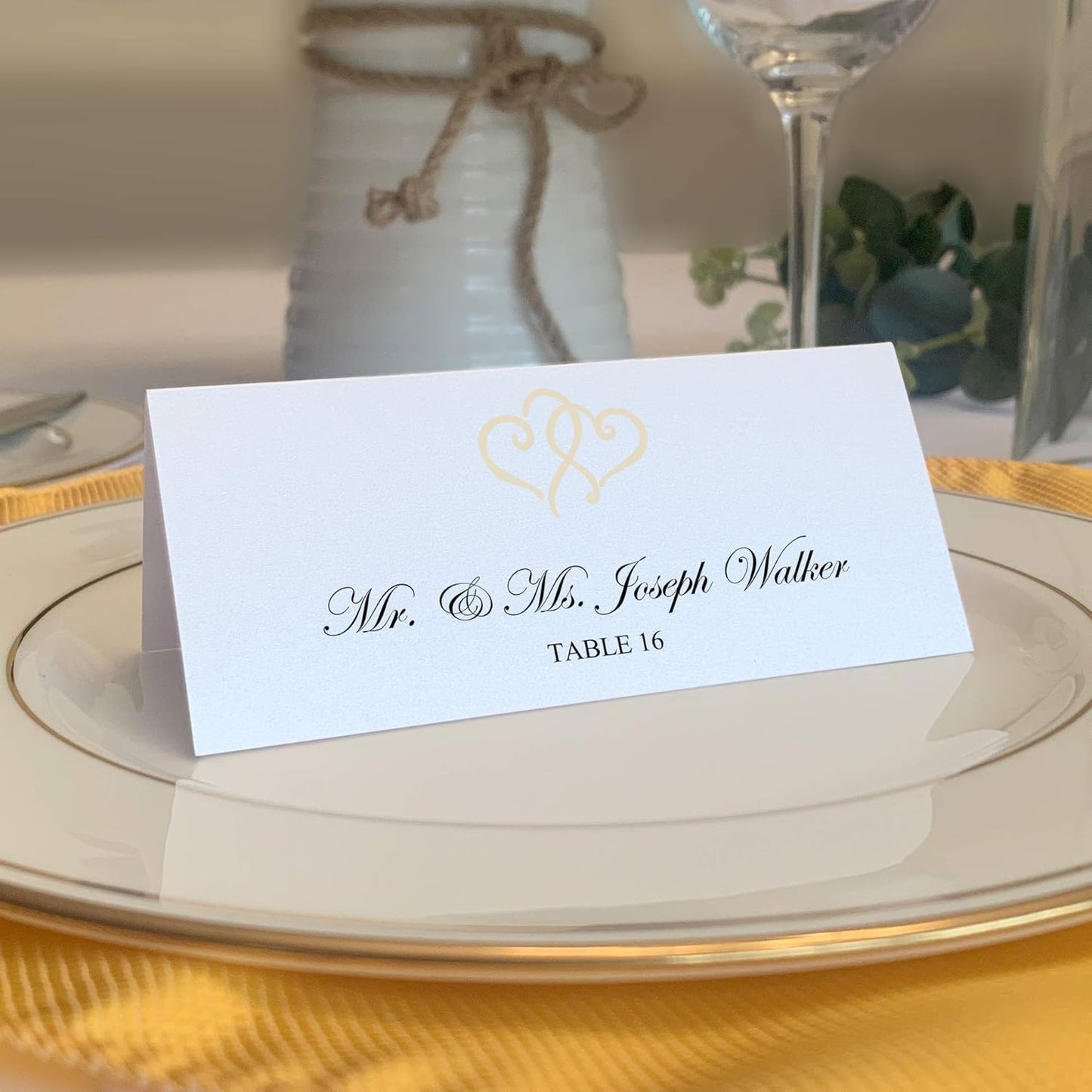 Linked Hearts Printable Place Cards, Ivory (Choose Color), Set of 150 (25 Sheets), Laser & Inkjet Printers - Wedding, Party, Dinner, and Special Events - Made in the USA