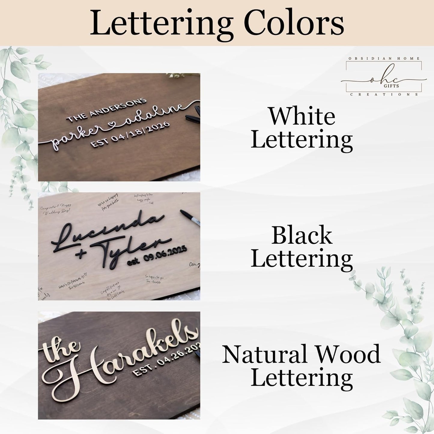 Personalized Last Name Guest Book, Unique Guest Book Sign, Custom Alternative Guest Book, Wooden Guest Book, Wedding Ceremony Guestbook Sign (Design 1)