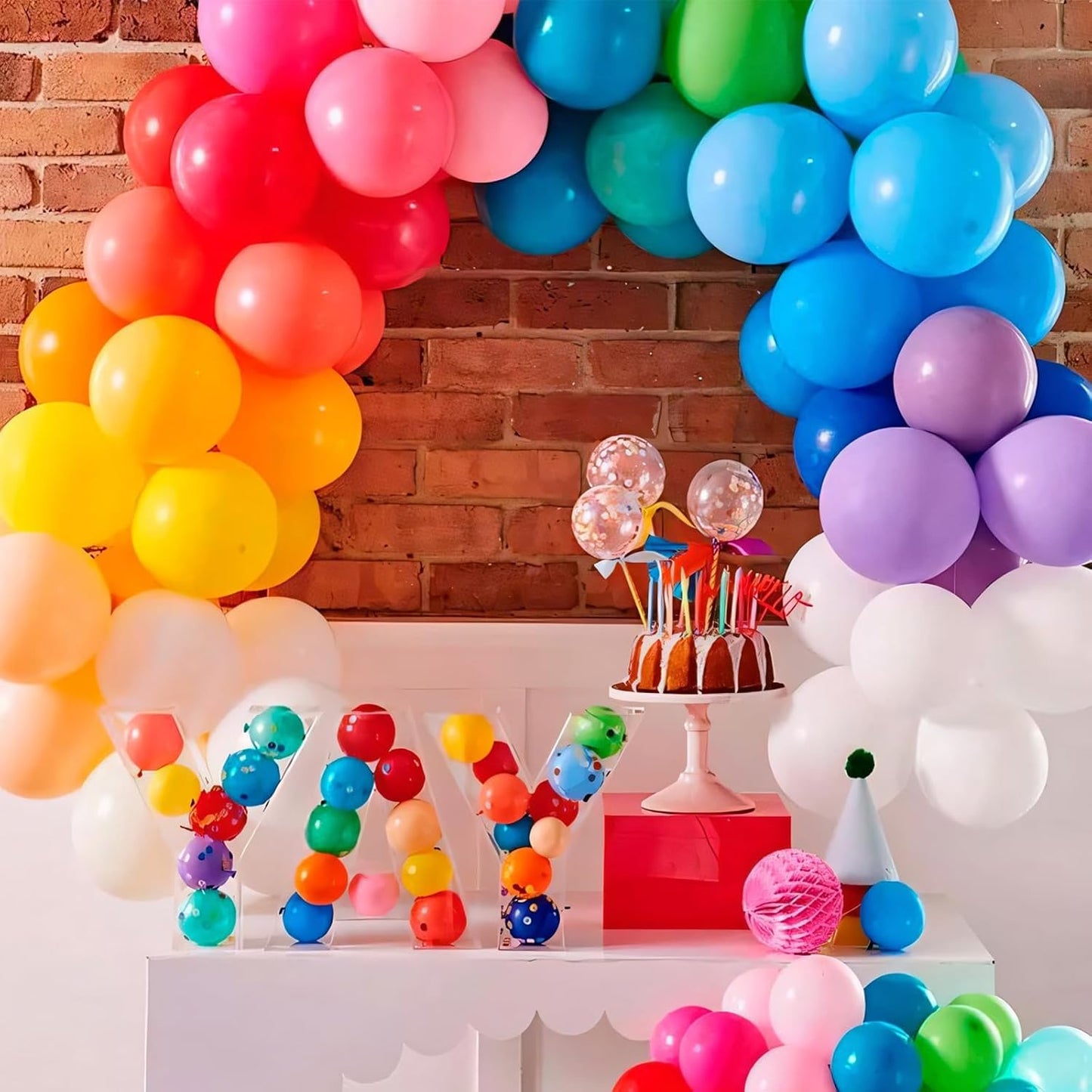 125 pcs Rainbow Latex 5 Inch Balloons, Small Balloons for Balloon Garland or Balloon Arch as Party Decorations, Birthday Decorations, Anniversary Party Decoration