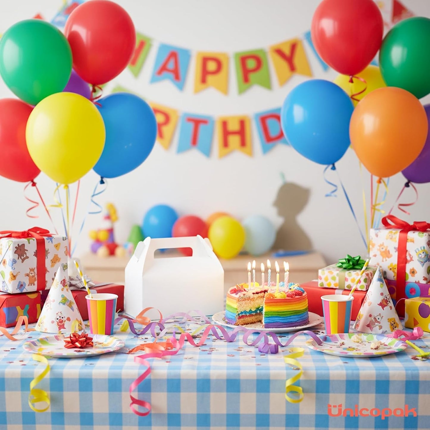 UnicoPak 10 Pack White Gable Treat Boxes Party Favor Boxes Goodie Gift Boxes for Snacks Cookie Candy Toys Birthday Party Wedding Holidays 6.5x3.5x4 Inches