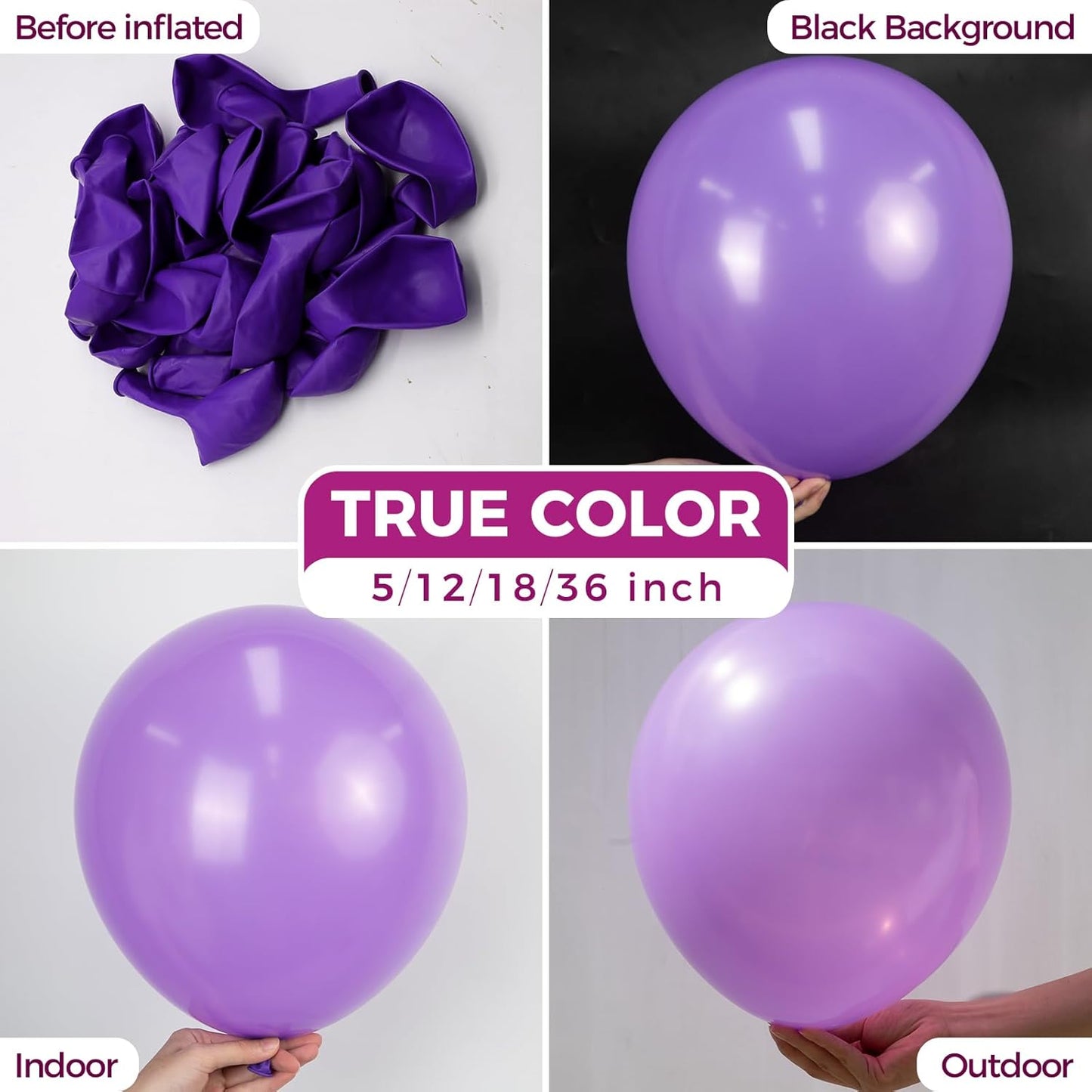 Bezente Purple Giant Balloons 36 Inch - 8 Pack Jumbo Purple Balloons Large Round Black Latex Balloons for Birthday Graduation Bridal Shower Wedding Halloween Party Decoration