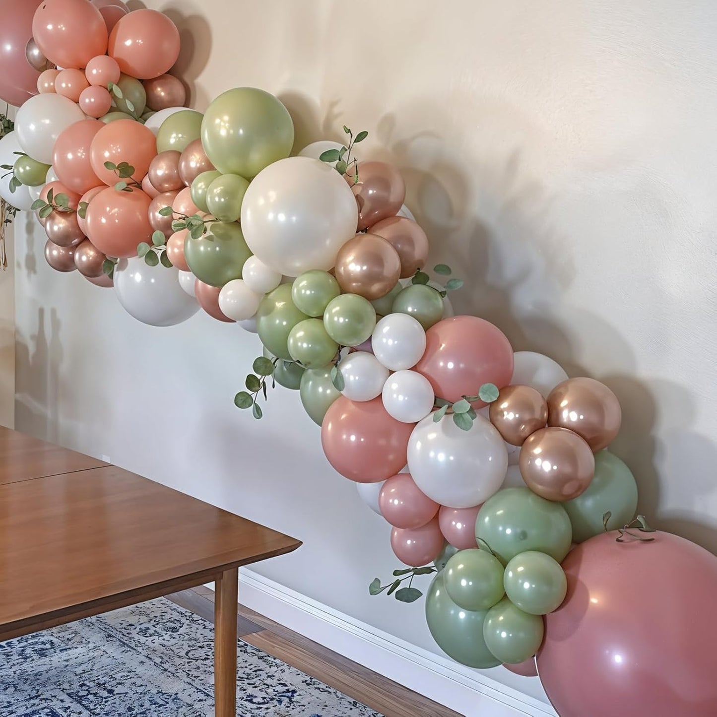 Pink And Green Balloons, 60pcs Sage Green And Pink Balloons, Sand Cream White Balloon, Gold Confetti Balloon For Girls Women Lady Birthday Baby Shower Spring Garden Theme Party Wedding Decorations