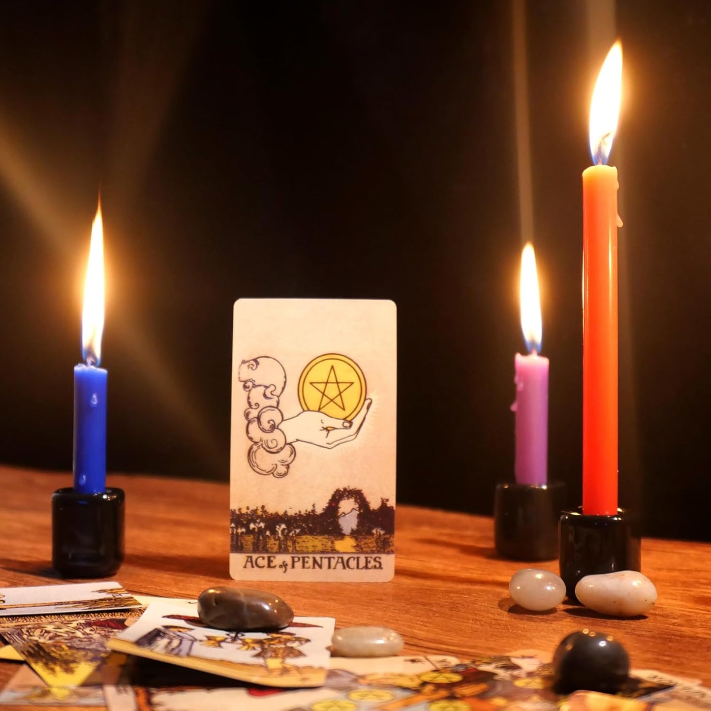 Black Spell Candle Holders 10 PCS, KSWING 1/2 Inch Diameter Ceramic Chime Ritual Candlestick Holders, Great for Casting Meditation Rituals Prayer Birthdays Altar Vigil Witchcraft Wiccan Supplies