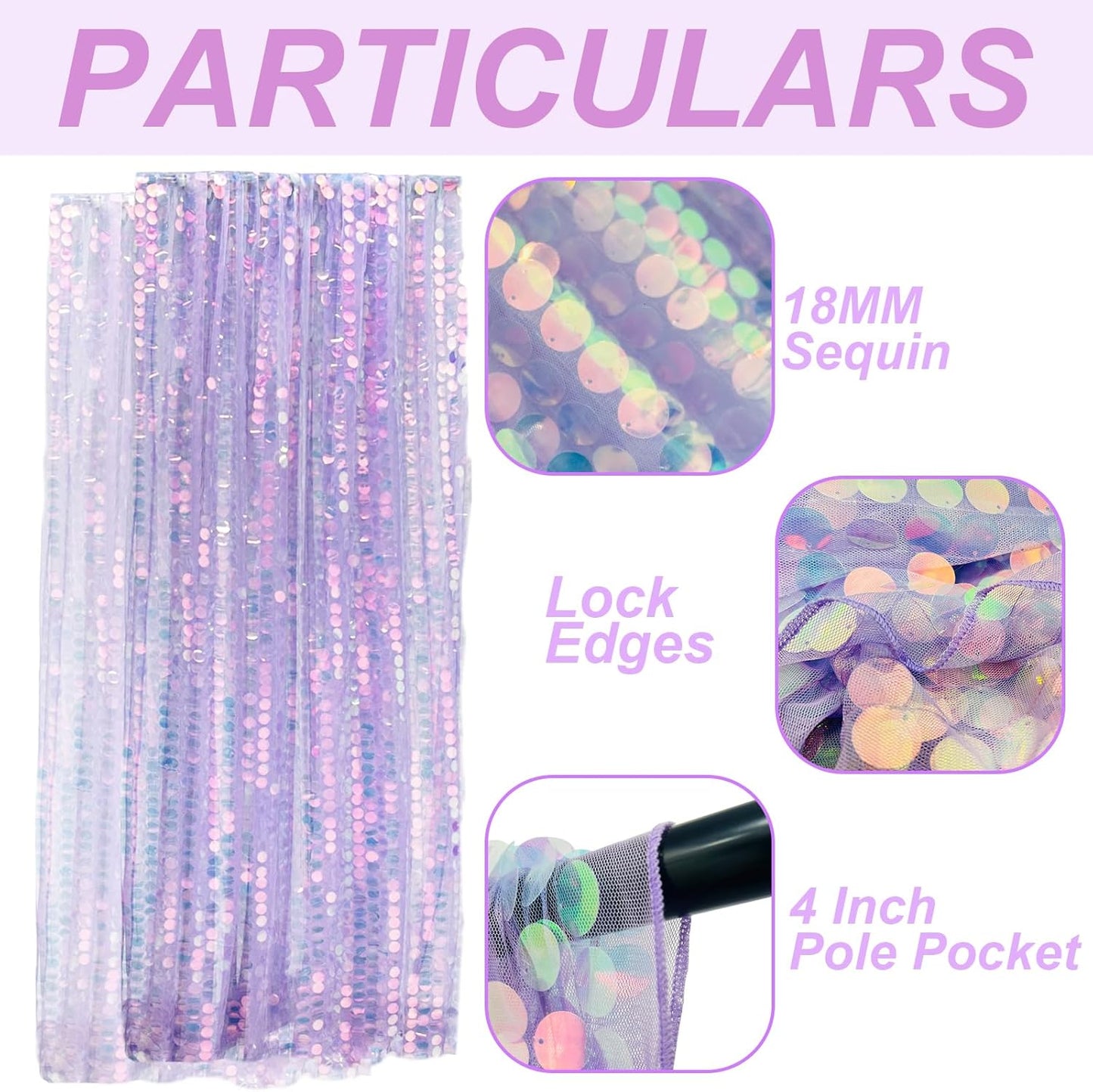 9X9FT Sequin Backdrop Curtains,2 Panels Shimmer Sequin Fabric Photography,Glitter Photo Booth Backdrops Drapes for Christmas Mermaid Party Birthday Cake Table Background Decor-Mermaid Purple