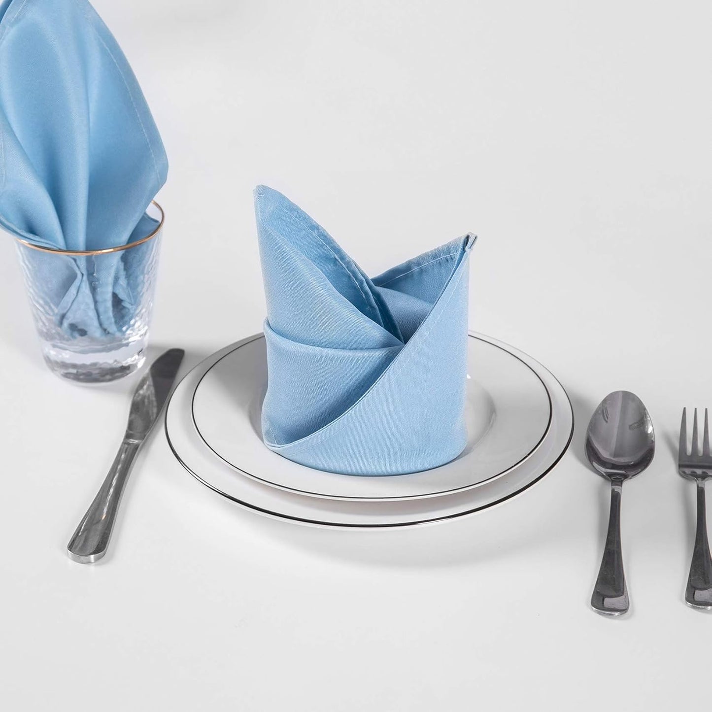 Cloth Napkins 20x20 inch Washable Polyester Dinner Napkins Soft Table Napkins for Wedding Party Dining Banquet(Blue Mist,12PCS)