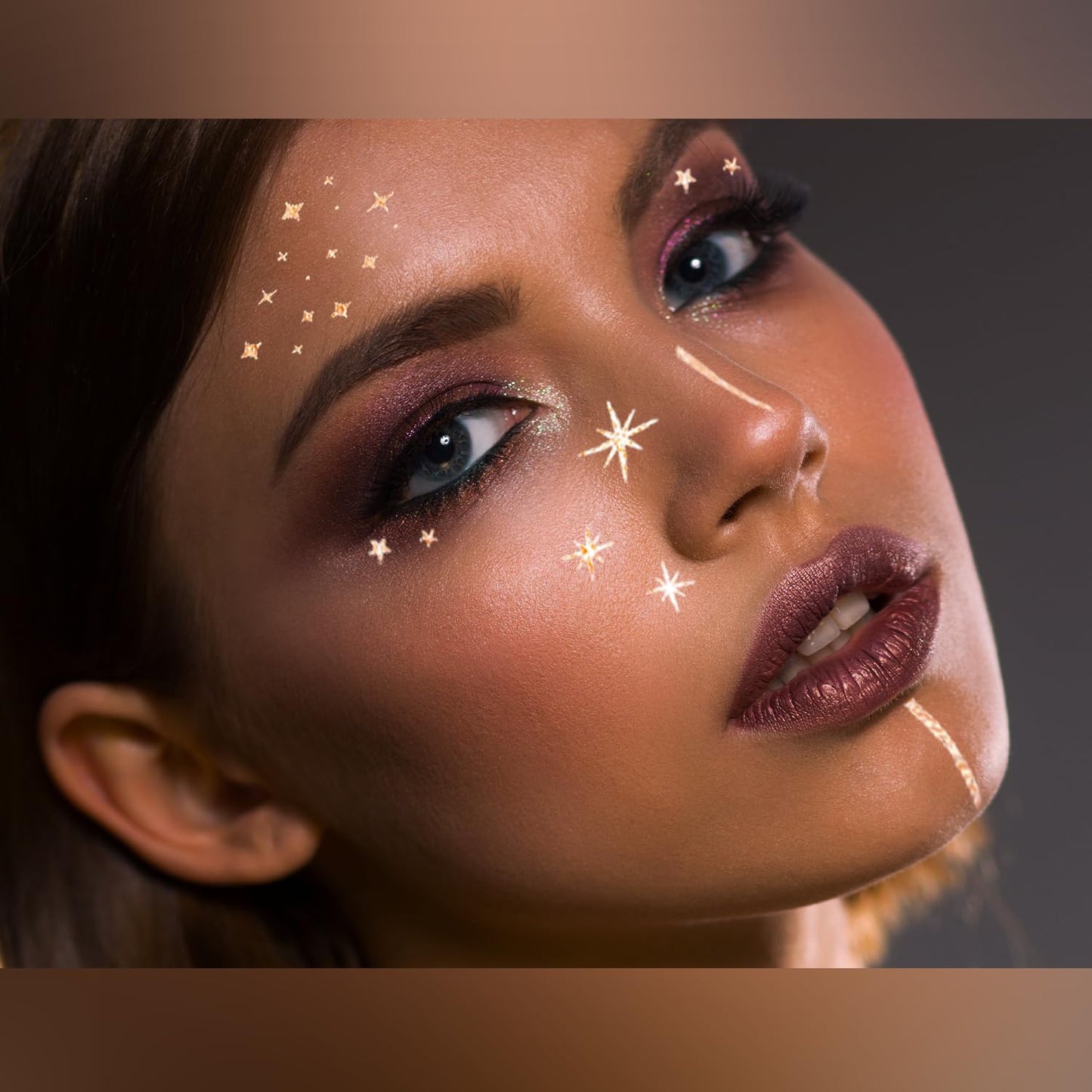 Glitter Freckles, 24PCS Glitter Freckles Face Tattoo, Sparkle Freckles for Women, Waterproof Gold Temporary Face Tattoos Glitter Glow Up Patches Makeup Patches (Gold & Silver)
