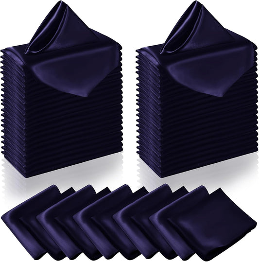 Manyshofu 60 Pieces Purple Satin Napkins - 20x20 Inches Cloth Napkins, Square Satin Fabric Napkins Set - Soft & Reusable Table Napkins for Wedding Dinner Party Lunch