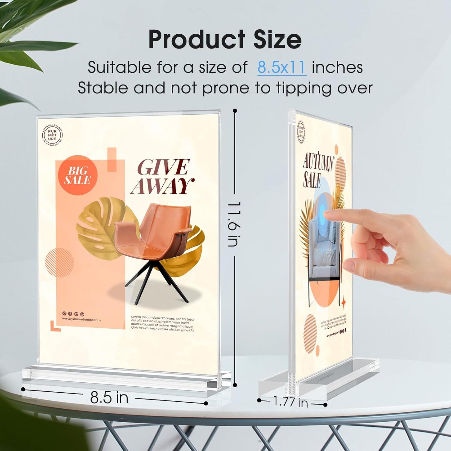 MaxGear Acrylic Sign Holder 8.5 X 11 Inches 30 Pack, Double Sided Plastic Display Stands Table Top Acrylic Frame, Clear Paper Holder Menu Flyer Stand for Stores, Restaurants, Hotels, Office